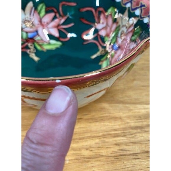 Jacks & Perkins Decorative Ceramic Hand Painted Scalloped Rim Bowl with Flowers - Picture 5 of 14